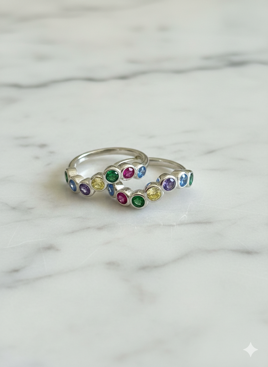 92.5 Silver Korean Green Bubble  Toe Ring