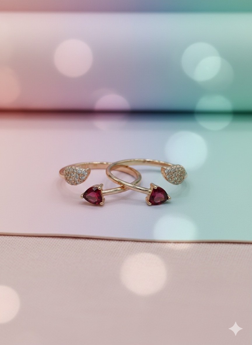 92.5 Silver Rose Gold  Star Pink Fancy Toe Ring