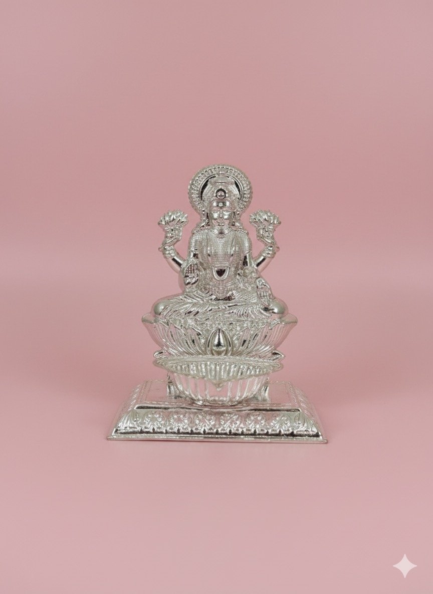 Silver Goddess Lakshmi Idol