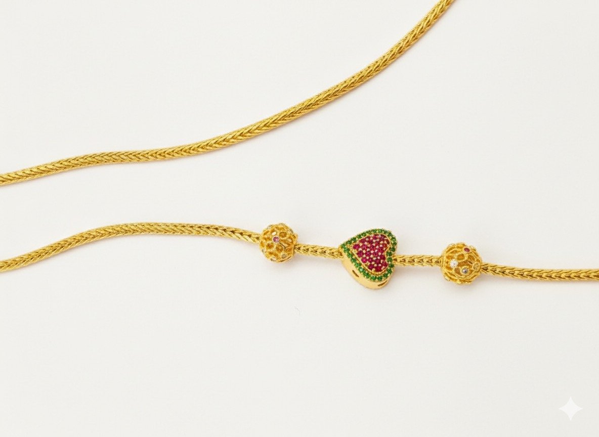 92.5 Silver Gold Plated Mugappu Chain